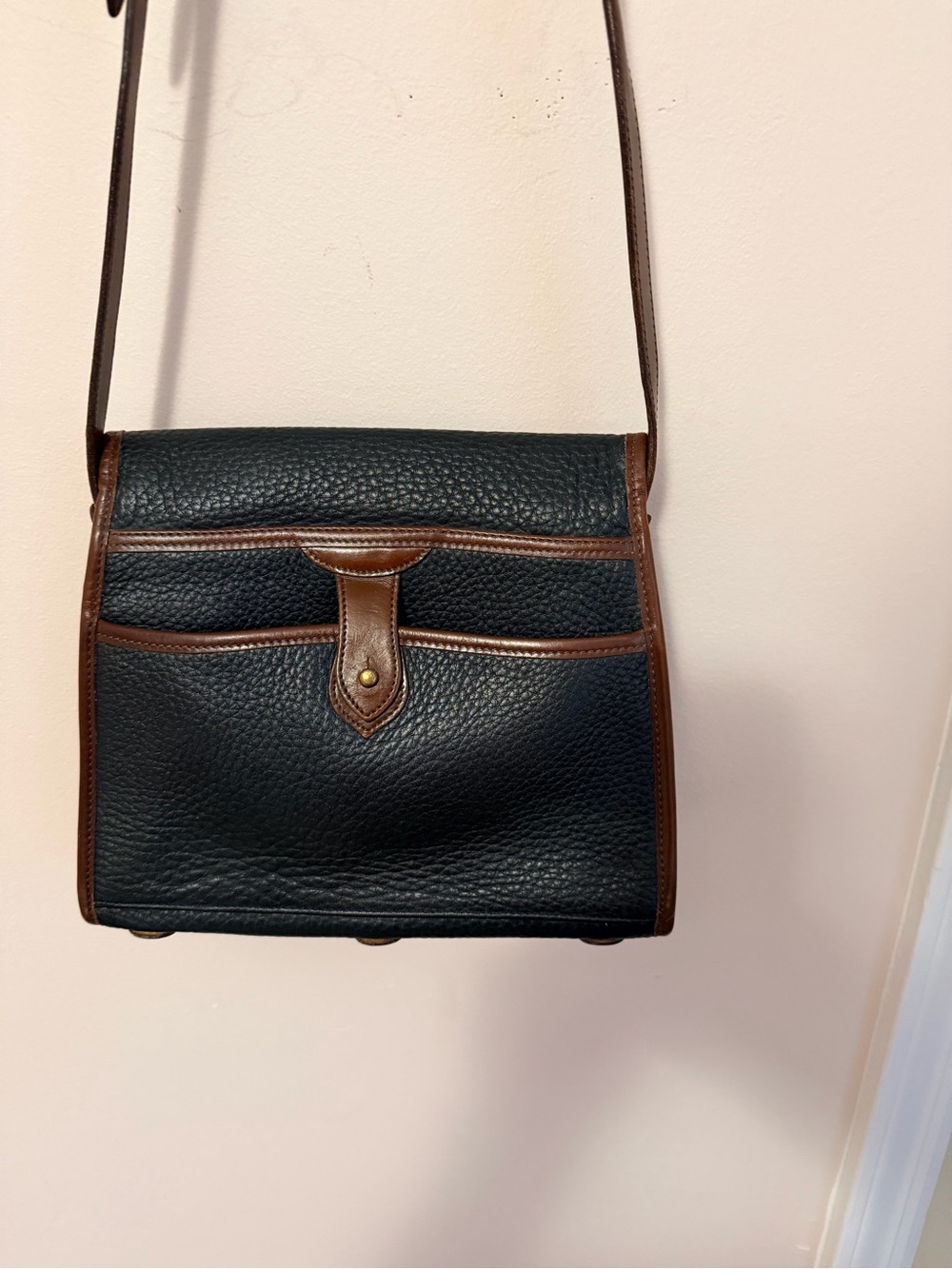 Dooney & Bourke Navy with Brown Trim Pebbled Leather Crossbody - Picture 3 of 12